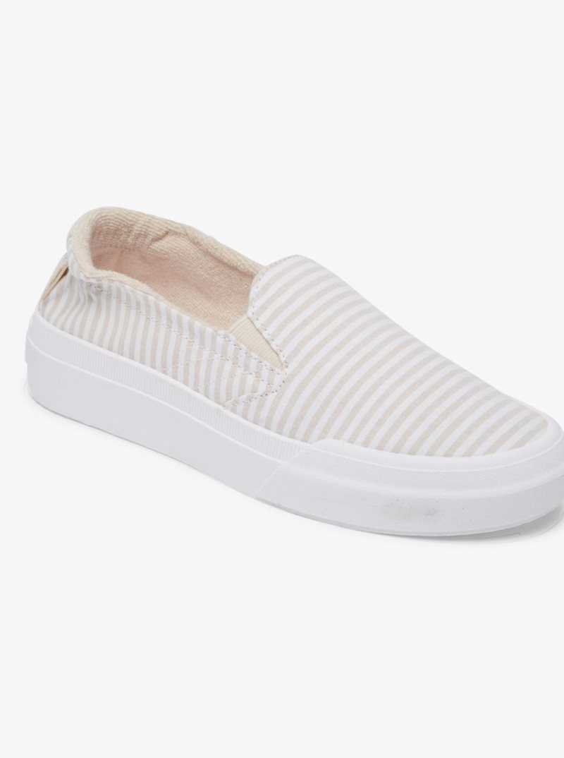 Tan Pinstripe Roxy Rae Slip-On Shoes | NWBDRZ094