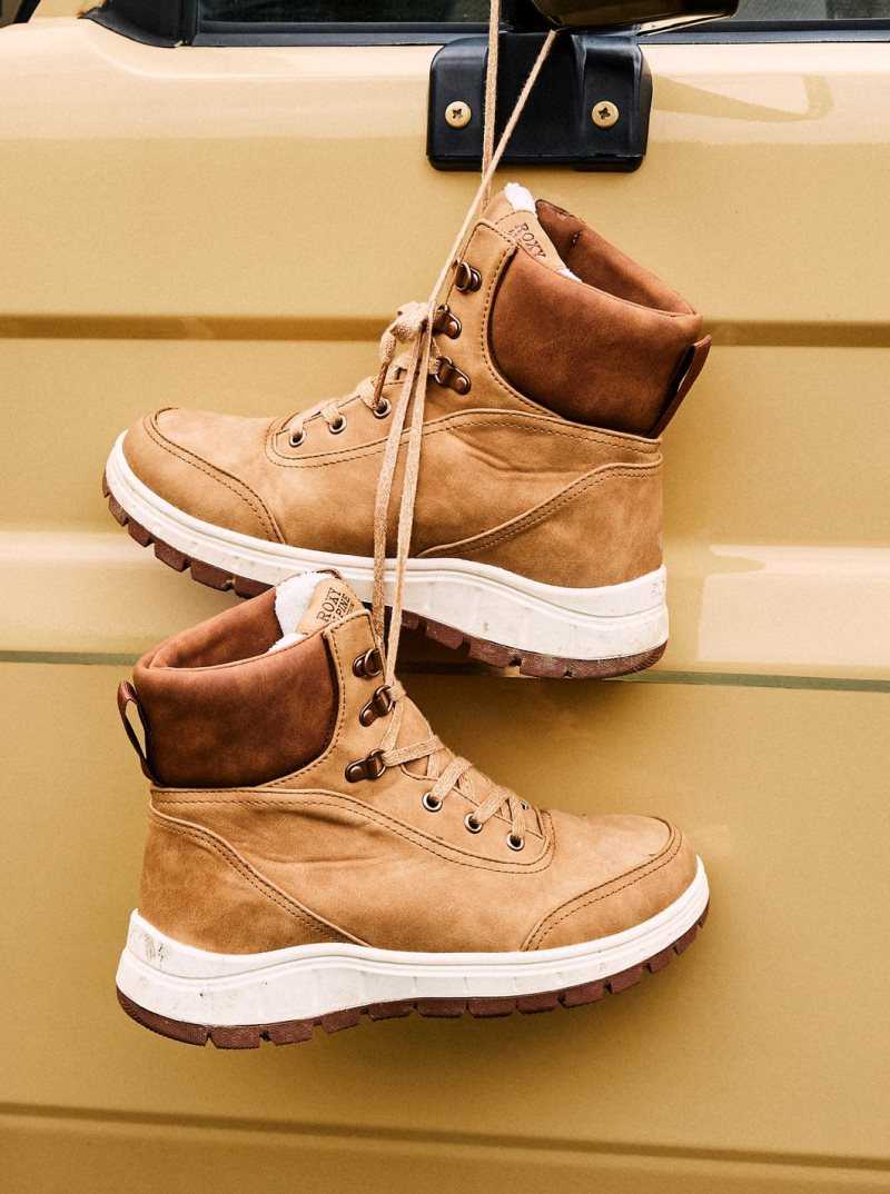 Tan Roxy Karmel Lace-Up Boots | JNUEMG892