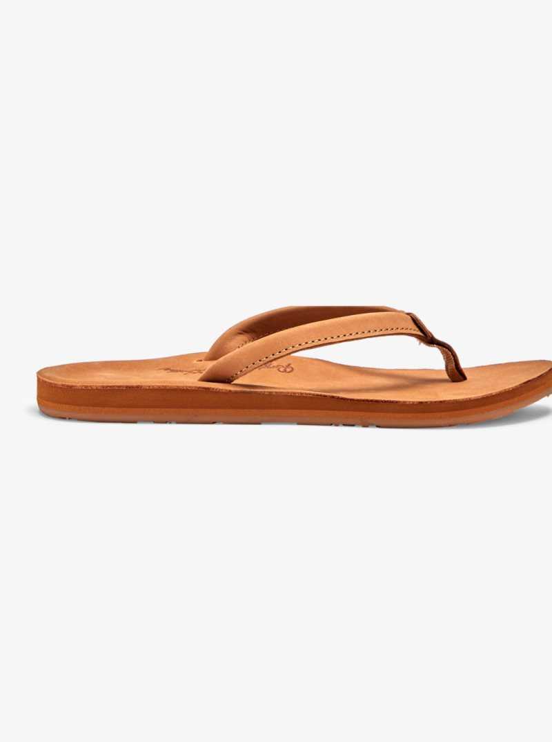 Tan Roxy Lorraine Slim Sandals | QRBEJC428