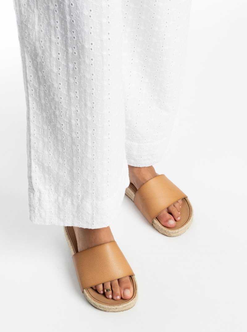 Tan Roxy Slippy Espadrille Sandals | LNBAPR813