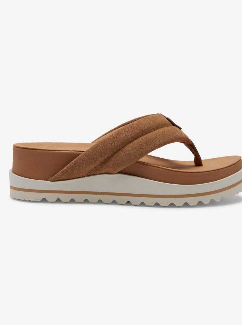 Tan Roxy Thessa Leather Sandals | ONRVJD679