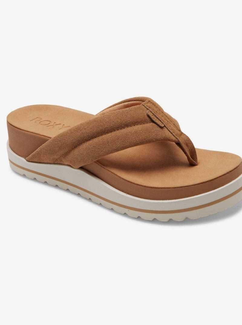 Tan Roxy Thessa Leather Sandals | ONRVJD679