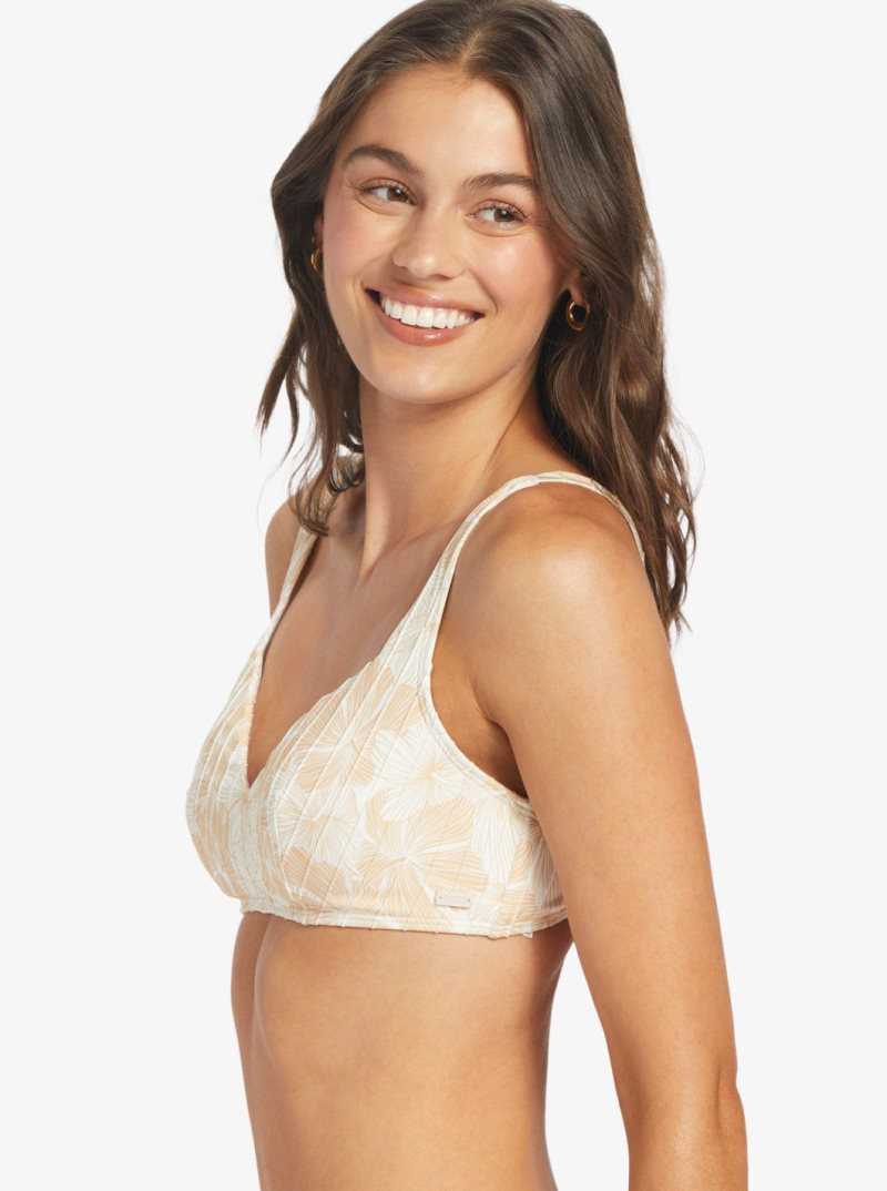 Tapioca Crazy Hibiscus Roxy Love The Sun Ray Bikini Top | ZKXWCP570