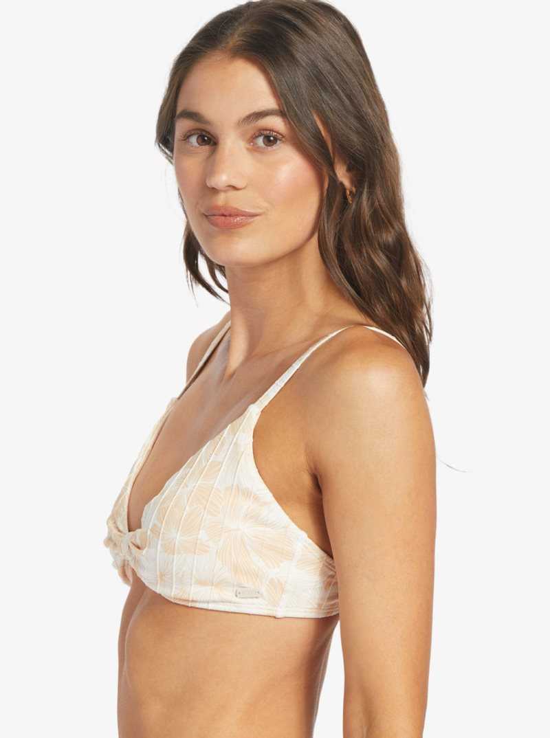 Tapioca Crazy Hibiscus Roxy Love The Surf Knot Bikini Top | BZMVLJ192