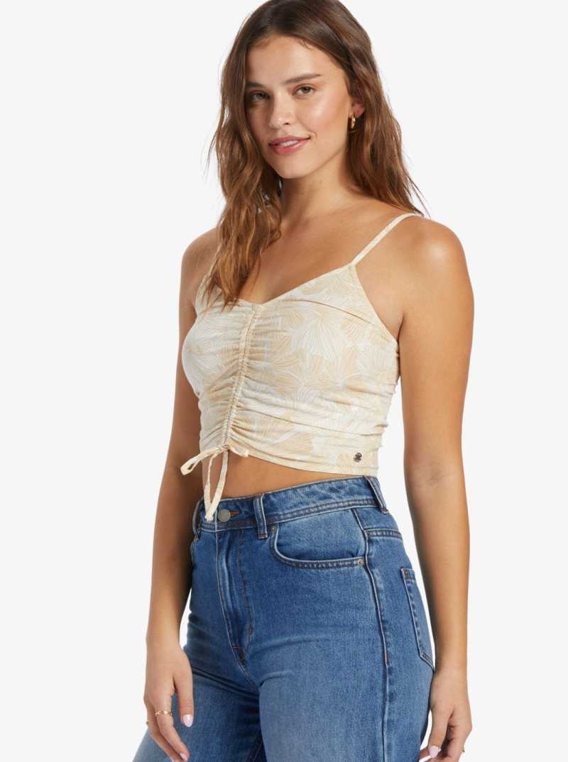 Tapioca Crazy Hibiscus Roxy Vibrant Light Strappy Crop Top | JWIVFE056