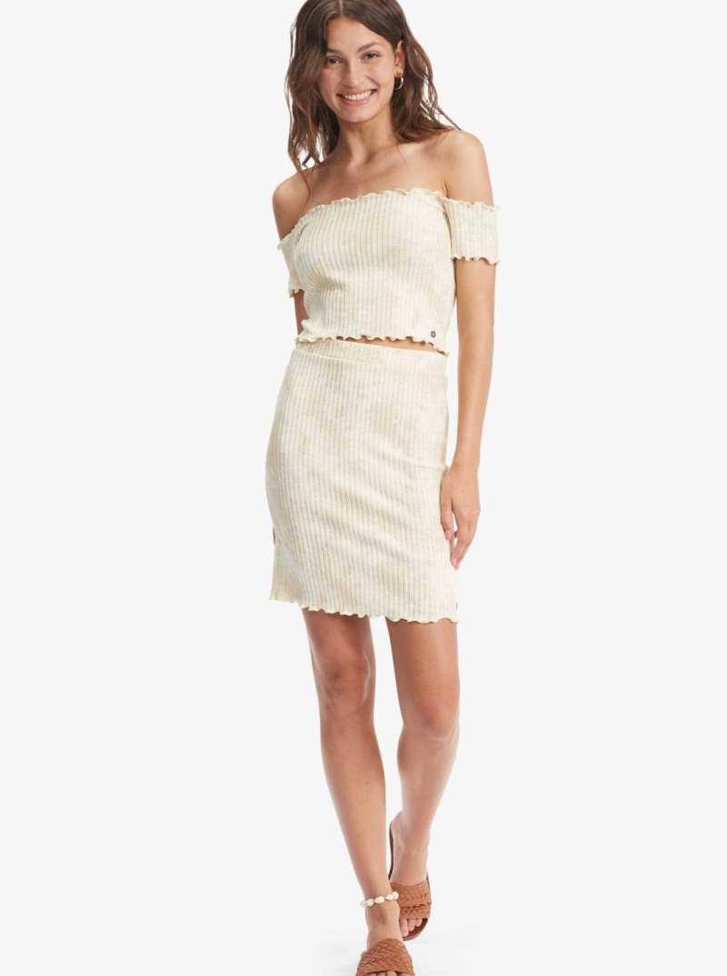 Tapioca Crystal Wash Roxy Venice Babe Rib Knit Skirt | MWTRQE497