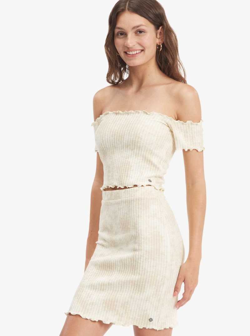 Tapioca Crystal Wash Roxy Venice Babe Rib Knit Skirt | MWTRQE497