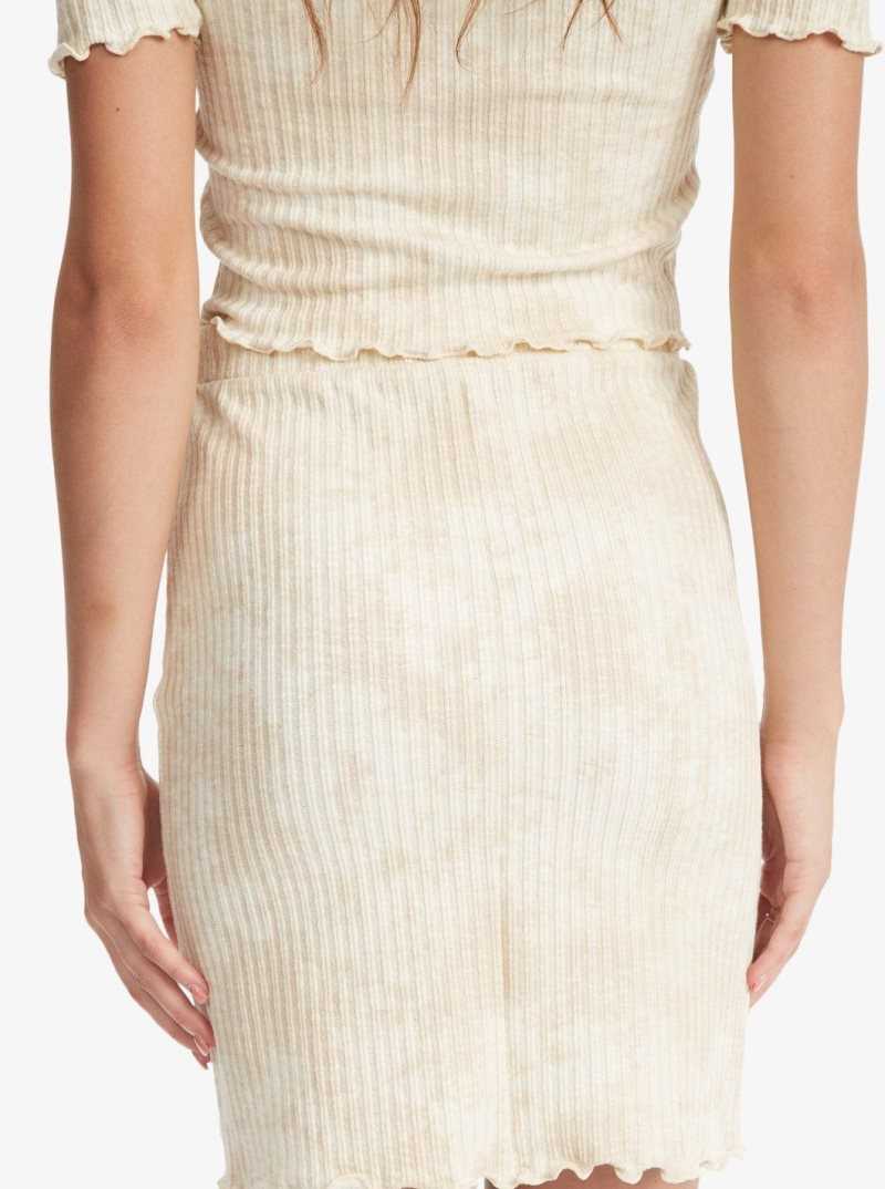 Tapioca Crystal Wash Roxy Venice Babe Rib Knit Skirt | MWTRQE497