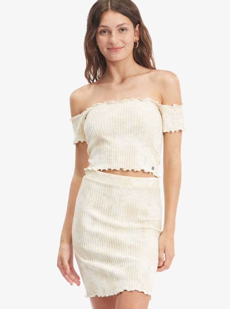 Tapioca Crystal Wash Roxy Venice Babe Rib Knit Skirt | MWTRQE497