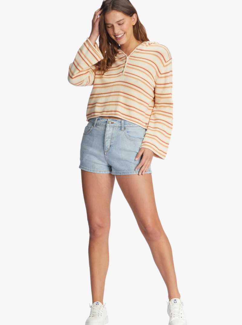 Tapioca Retro Rays Stripe Roxy Side Swipe Poncho Hoodie | PCUYIO407