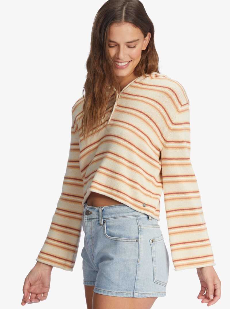 Tapioca Retro Rays Stripe Roxy Side Swipe Poncho Hoodie | PCUYIO407