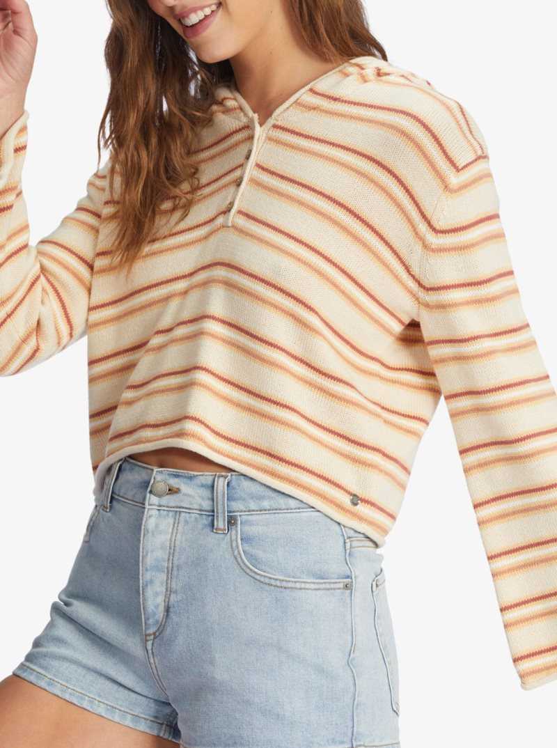 Tapioca Retro Rays Stripe Roxy Side Swipe Poncho Hoodie | PCUYIO407