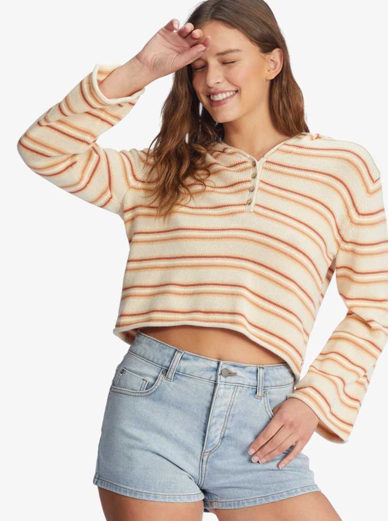 Tapioca Retro Rays Stripe Roxy Side Swipe Poncho Hoodie | PCUYIO407