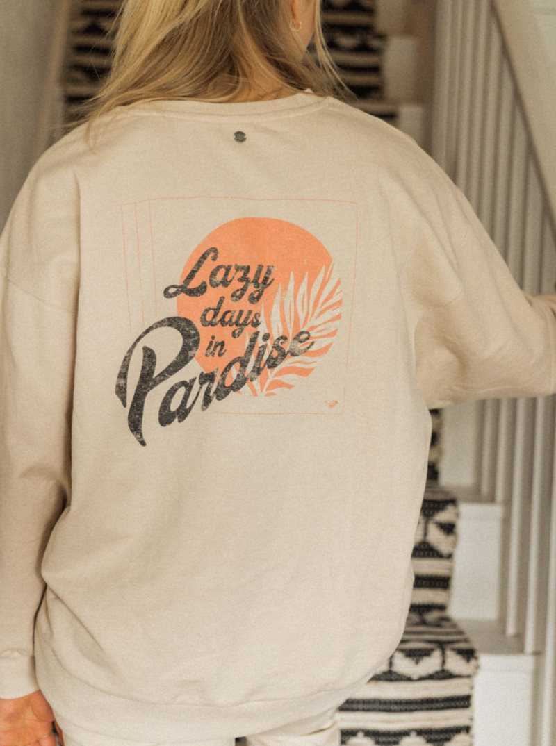 Tapioca Roxy Morning Hike Crewneck Boyfriend Sweatshirt | PVJYIW260