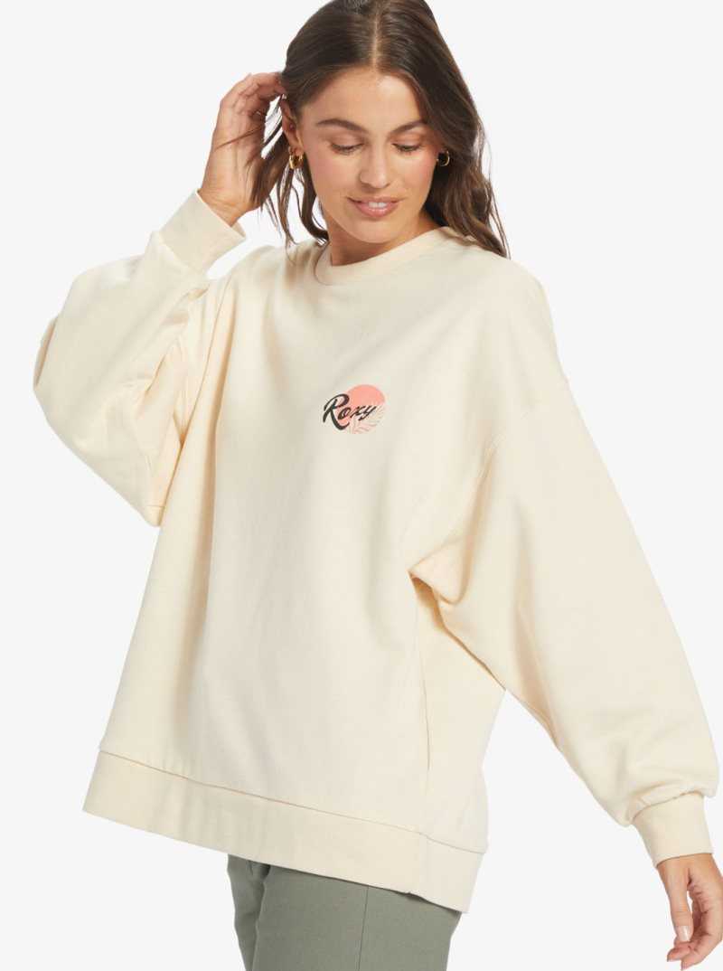 Tapioca Roxy Morning Hike Crewneck Boyfriend Sweatshirt | PVJYIW260