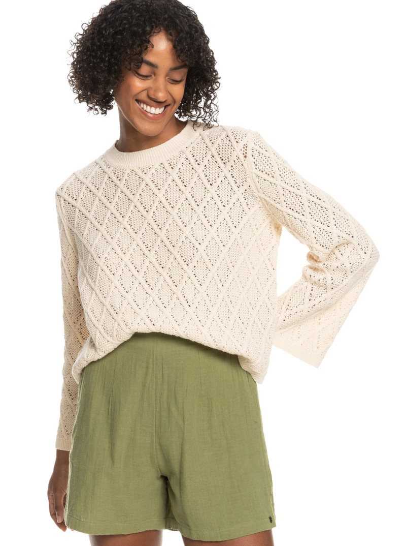 Tapioca Roxy Paper Hearts Crew Neck Sweater | GOUQPA976