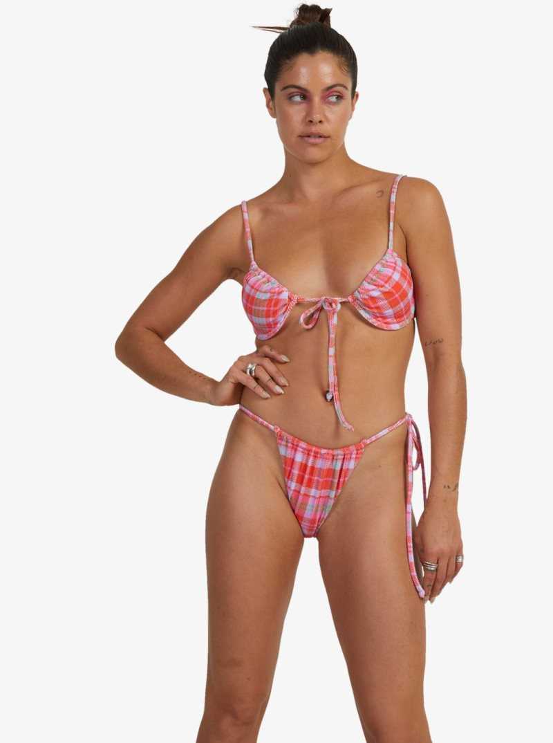 Tartan Times Setting Sun Roxy Tartan Times Tie-Side Bikini Bottoms | AVIOLY314