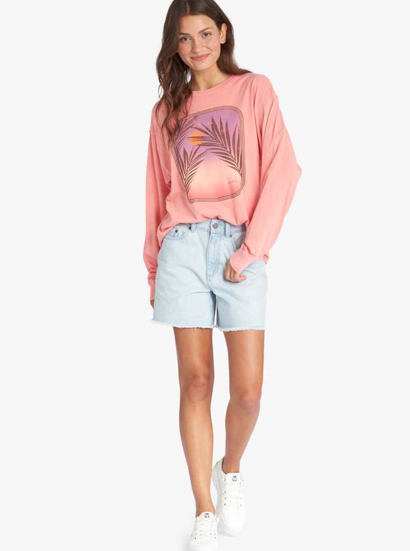 Tea Rose Roxy Sunset Photo Oversized Long Sleeve T-Shirt | UCBZIF863