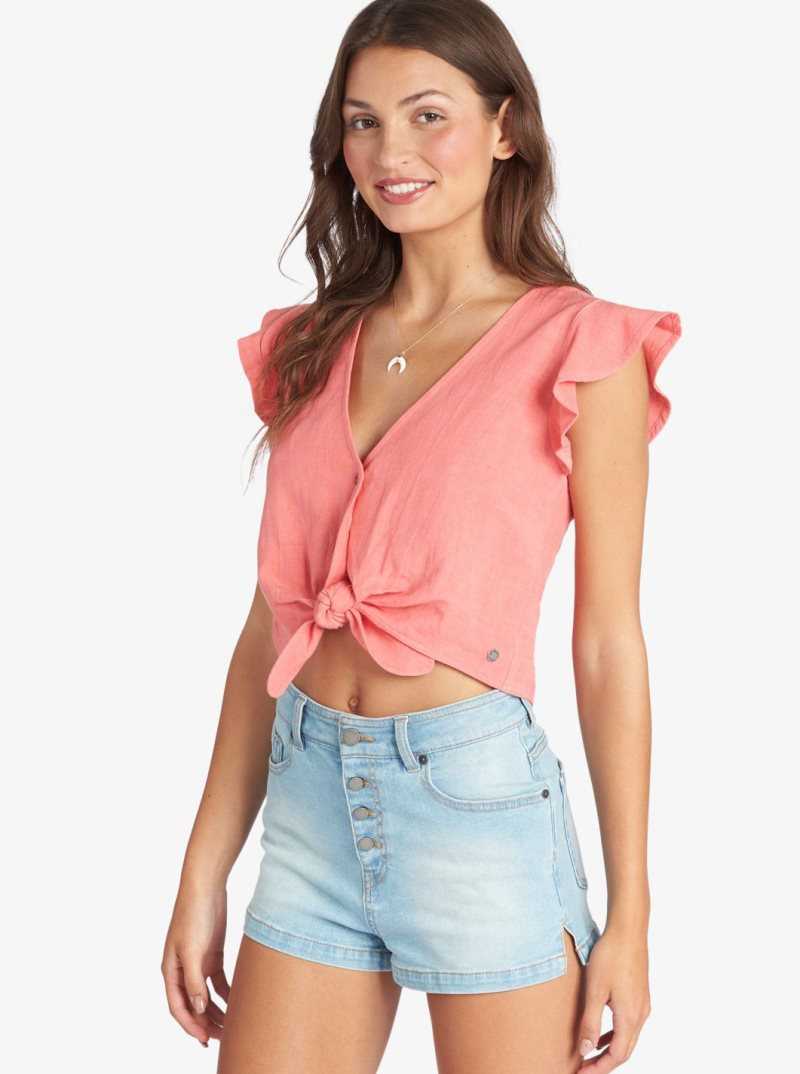 Tea Rose Roxy Sweeter Than This Knotted Cropped Top | RXWKTL625