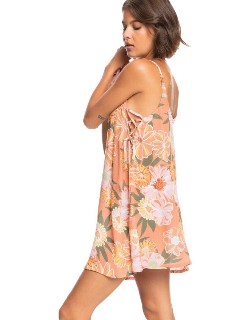 Toasted Nut Bloom Boogie S Roxy Beachy Vibes Beach Cover-Up Dress | JEZWYM976