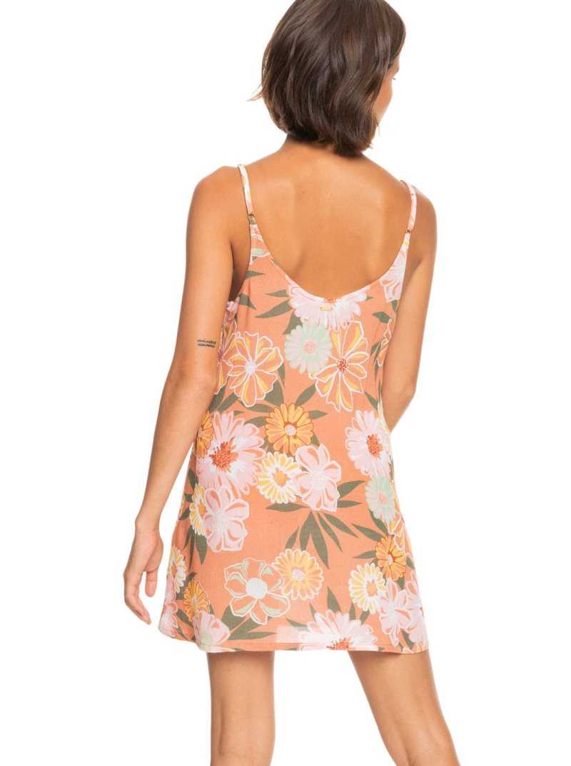 Toasted Nut Bloom Boogie S Roxy Beachy Vibes Beach Cover-Up Dress | JEZWYM976