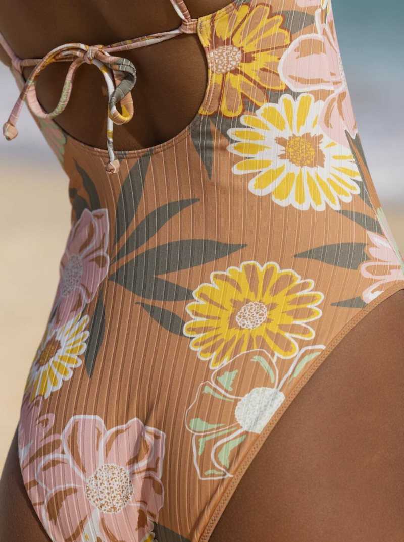 Toasted Nut Bloom Boogie S Roxy Love Rib The Muse Underwire One Piece Swimsuit | DZROLS087