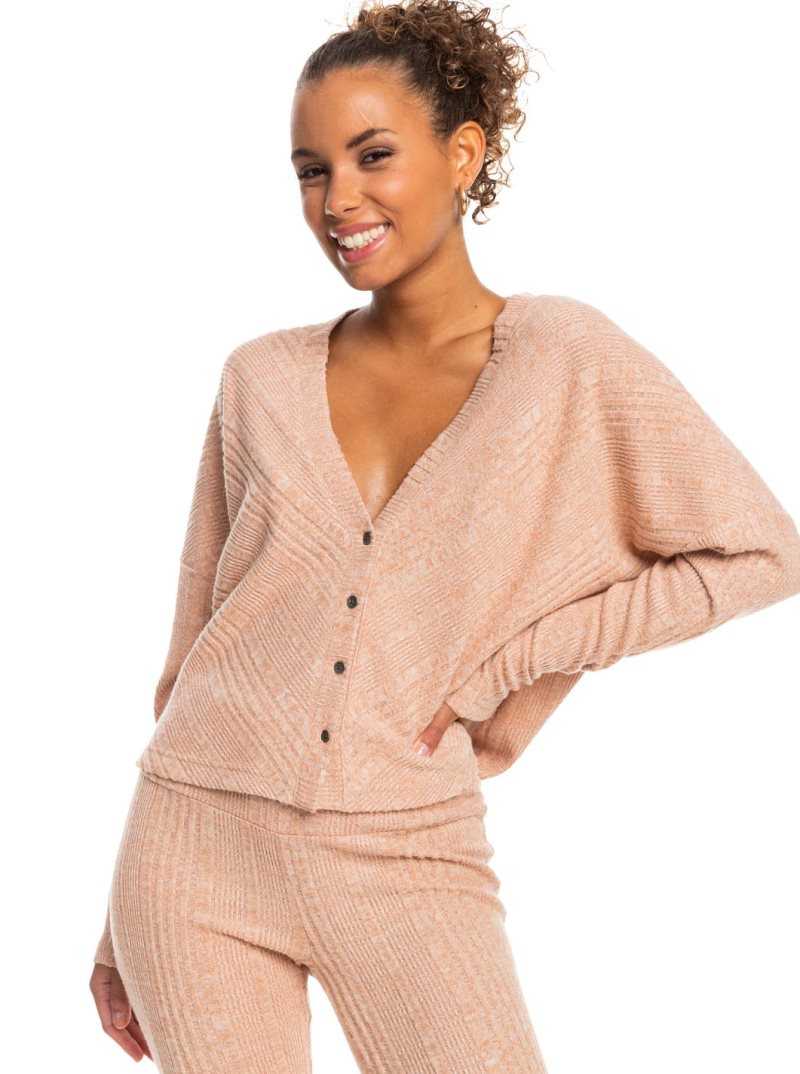 Toasted Nut Roxy Lazy Day Button Down Cardigan Sweater | JTMLQX312