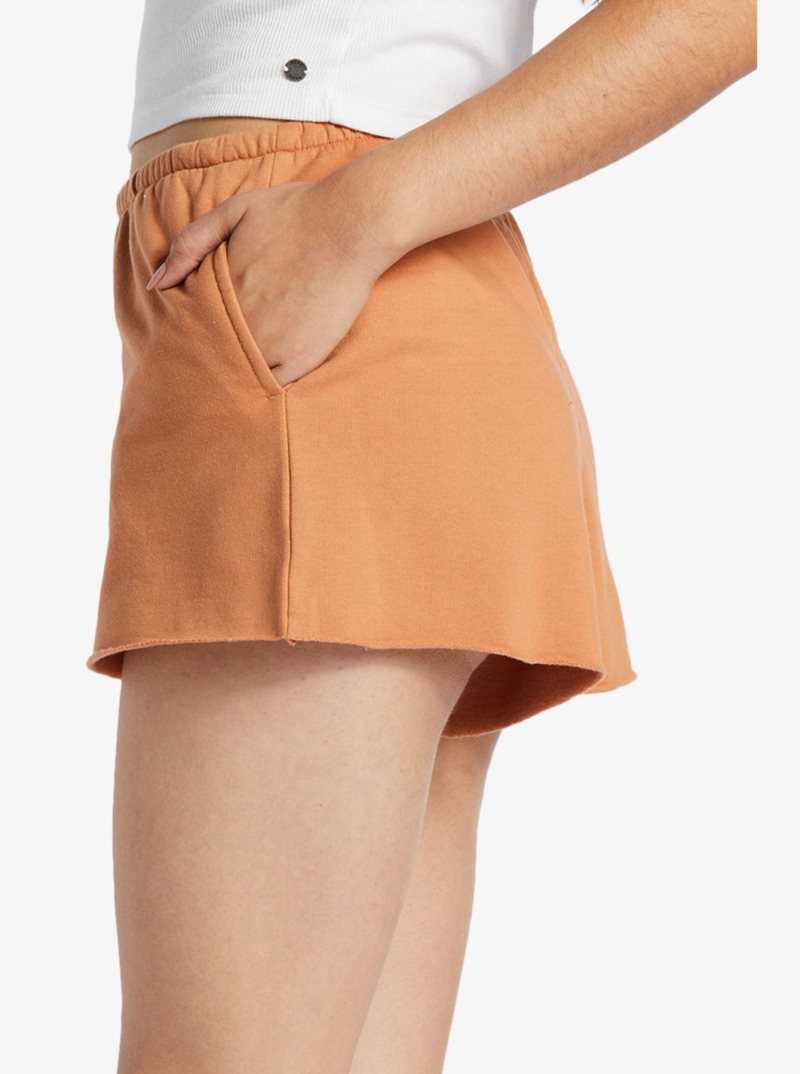 Toasted Nut Roxy Salted Shores High-Waisted Sweatshorts | FCQEDO246