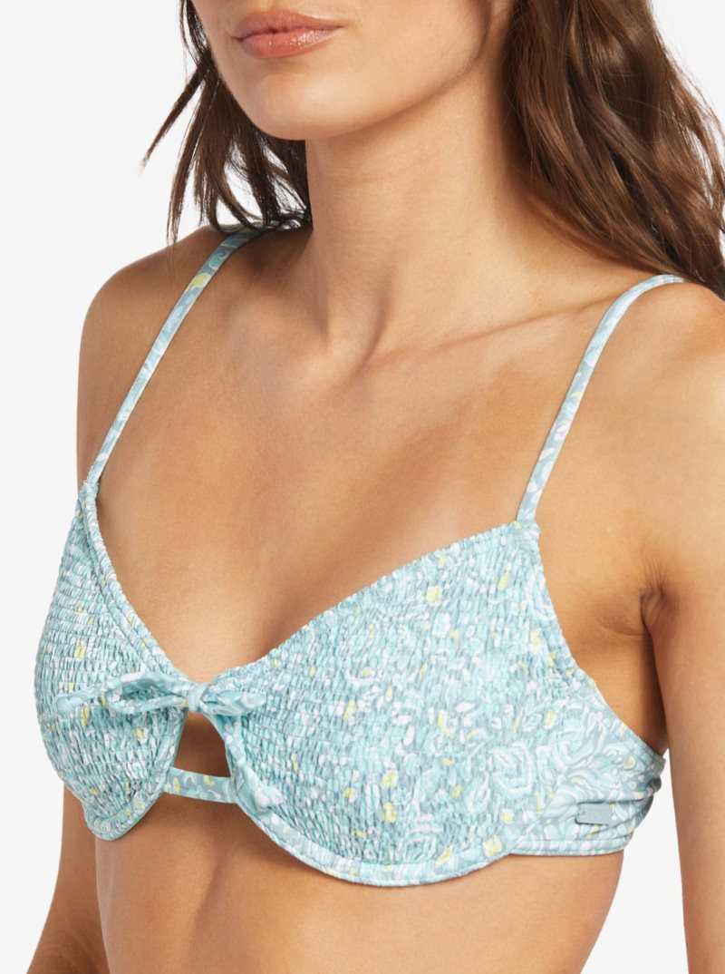 Tourmaline Pretty Paisley Roxy Seaside Tropics Underwire Smock Bra Bikini Top | NJZKHA752