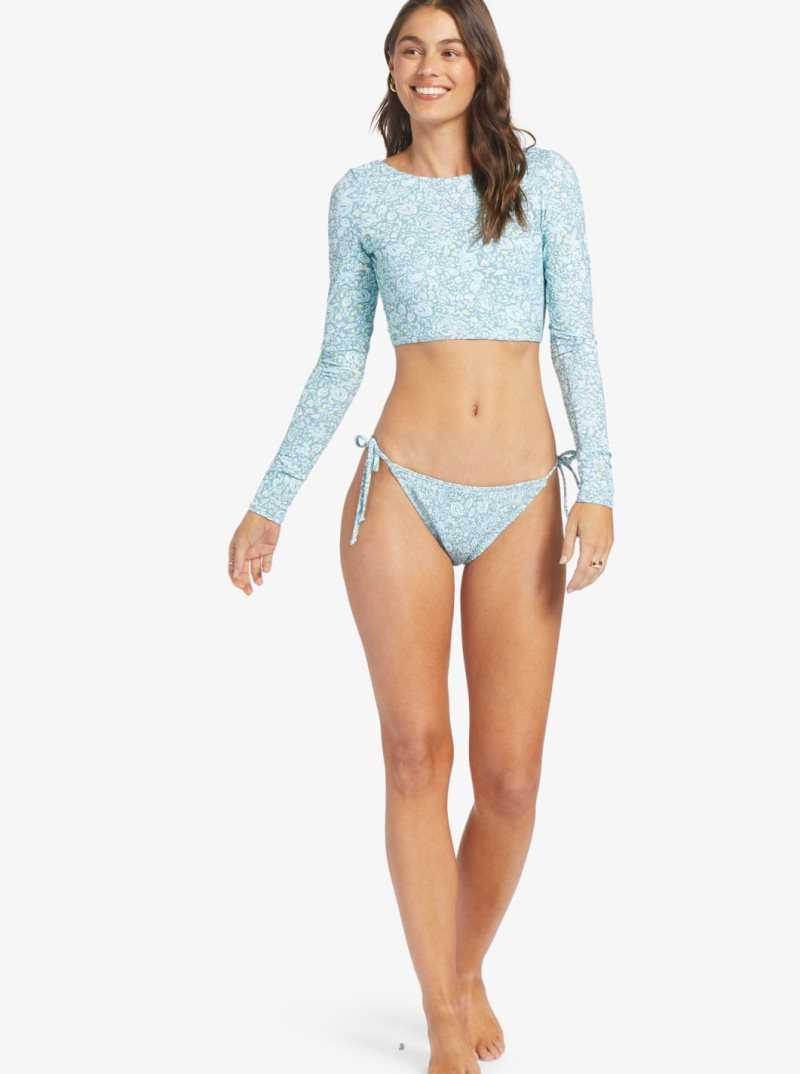 Tourmaline Pretty Paisley Roxy Seaside Tropics Long Sleeve Crop Rashguard | PRDAVJ356