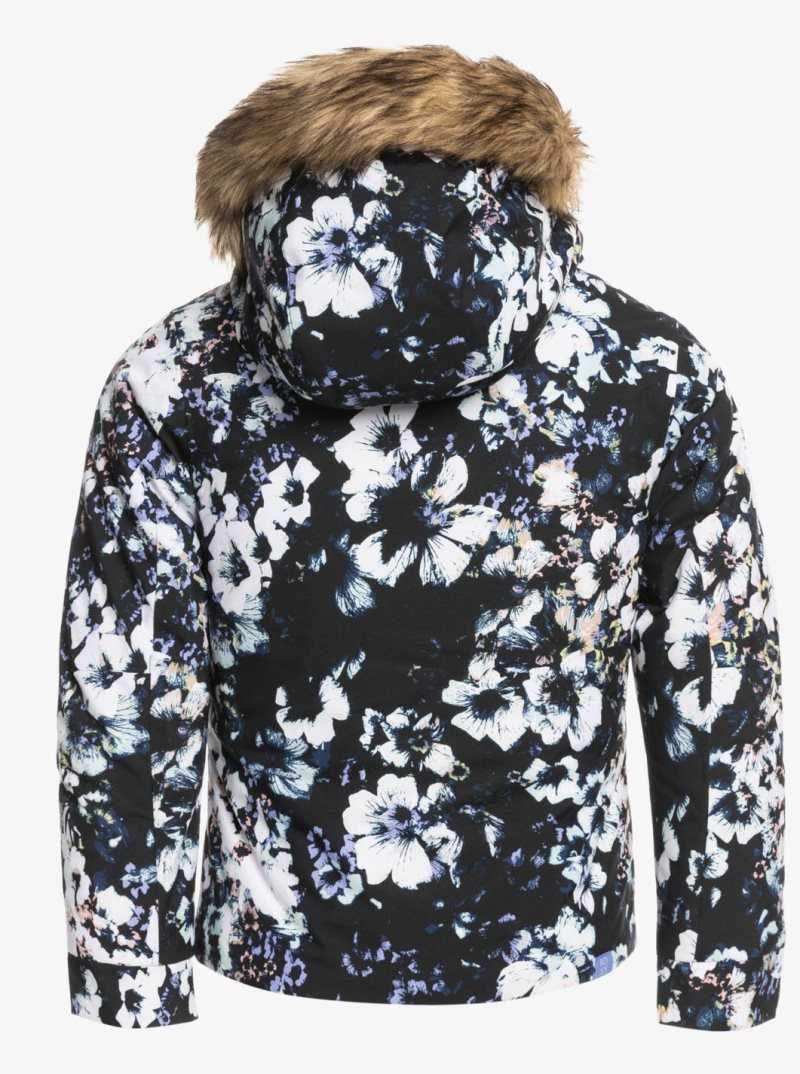 True Black Black Flowers Roxy 4-16 American Pie Insulated Snow Jacket | MSNQRI679