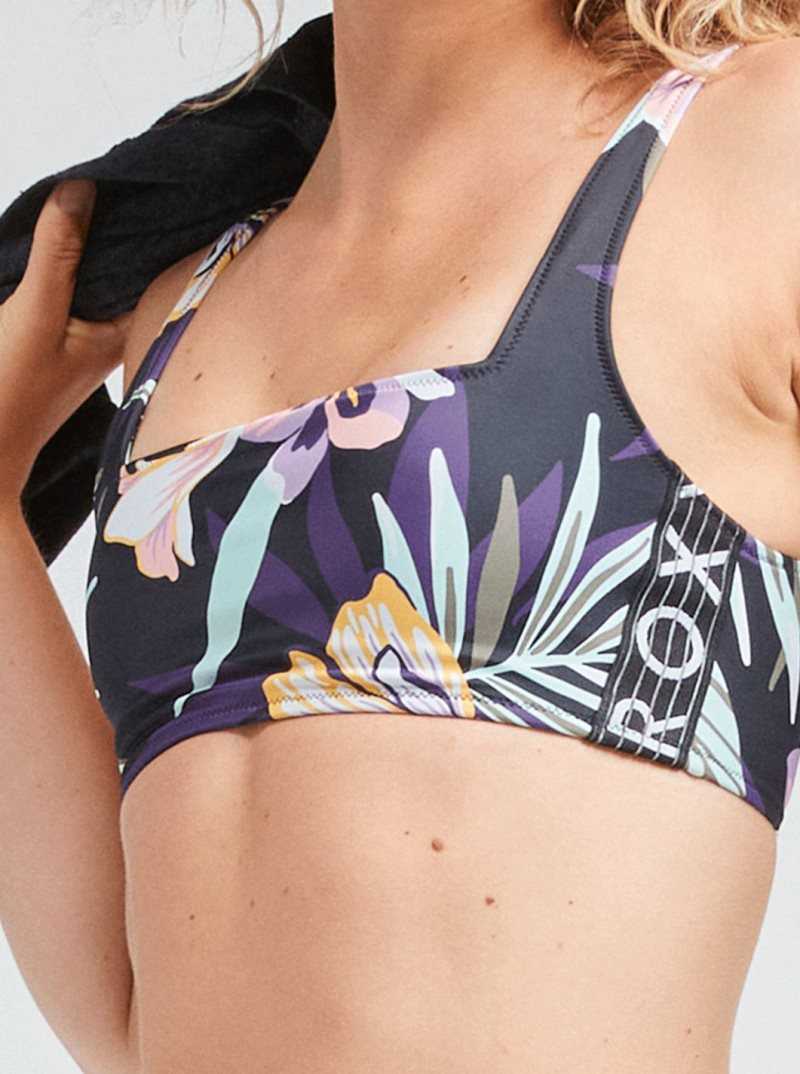 True Black Fasso S Roxy Active Halter Bikini Top | XAZHVD765