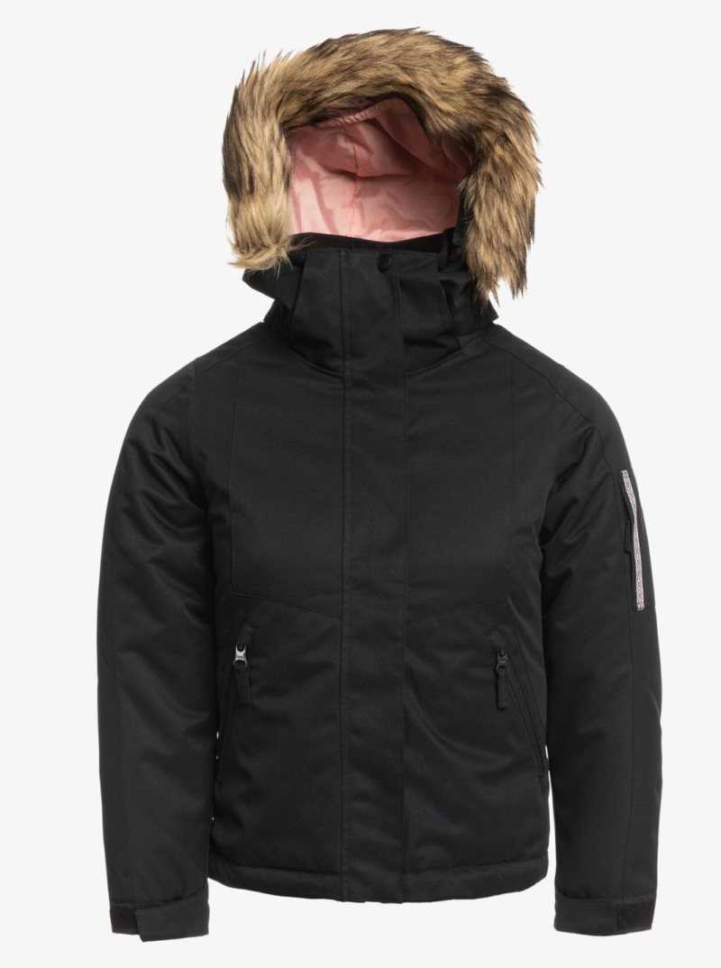 True Black Roxy 4-16 Meade Insulated Snow Jacket | JAXTKB546