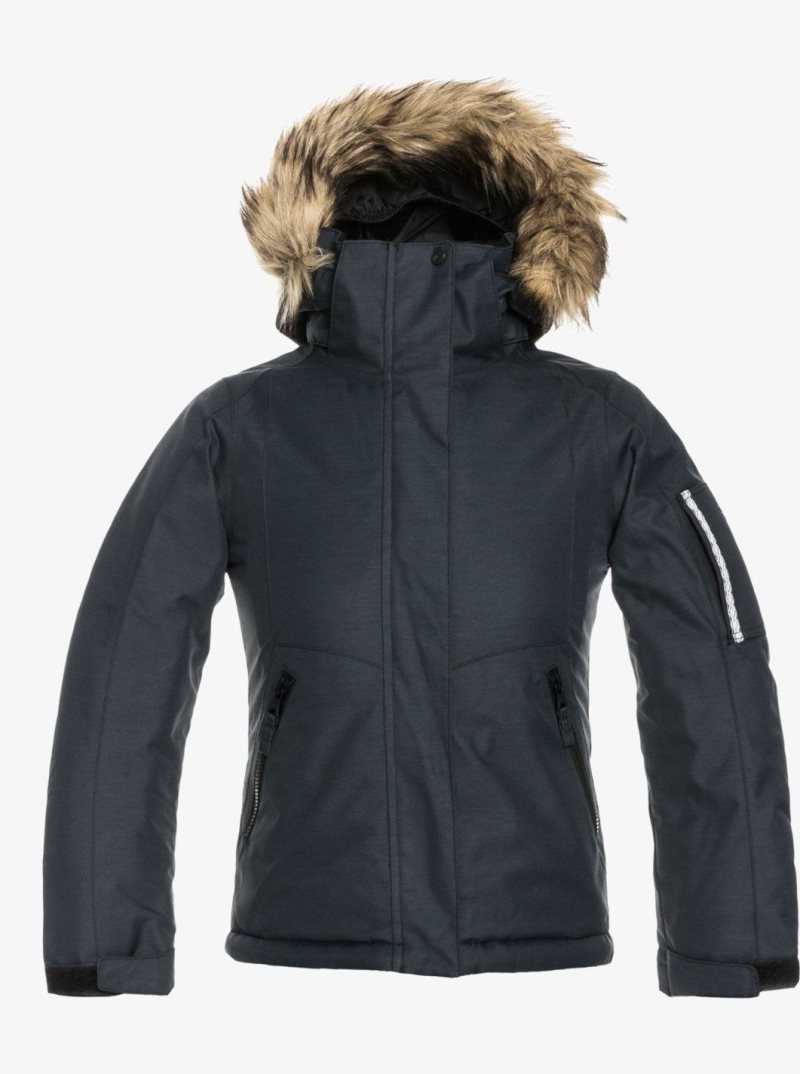 True Black Roxy 4-16 Meade Snow Jacket | CUDOFQ057