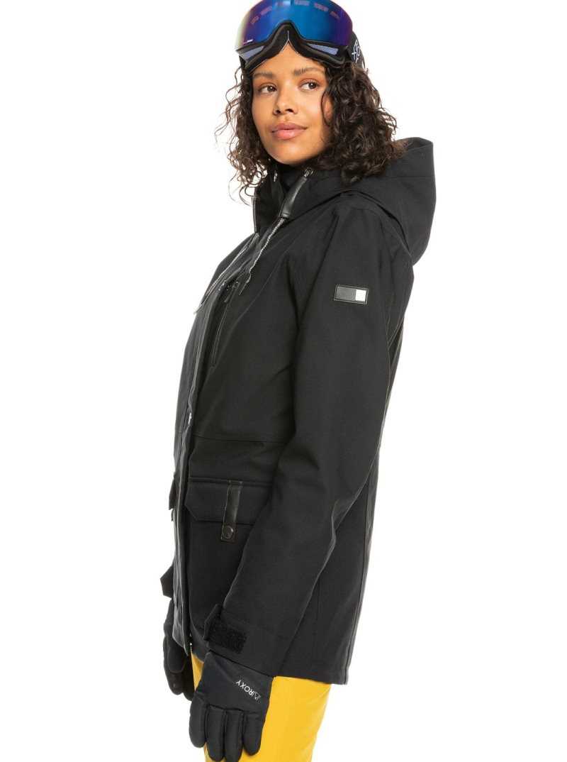 True Black Roxy Andie Insulated Snow Jacket | NZRYKQ492