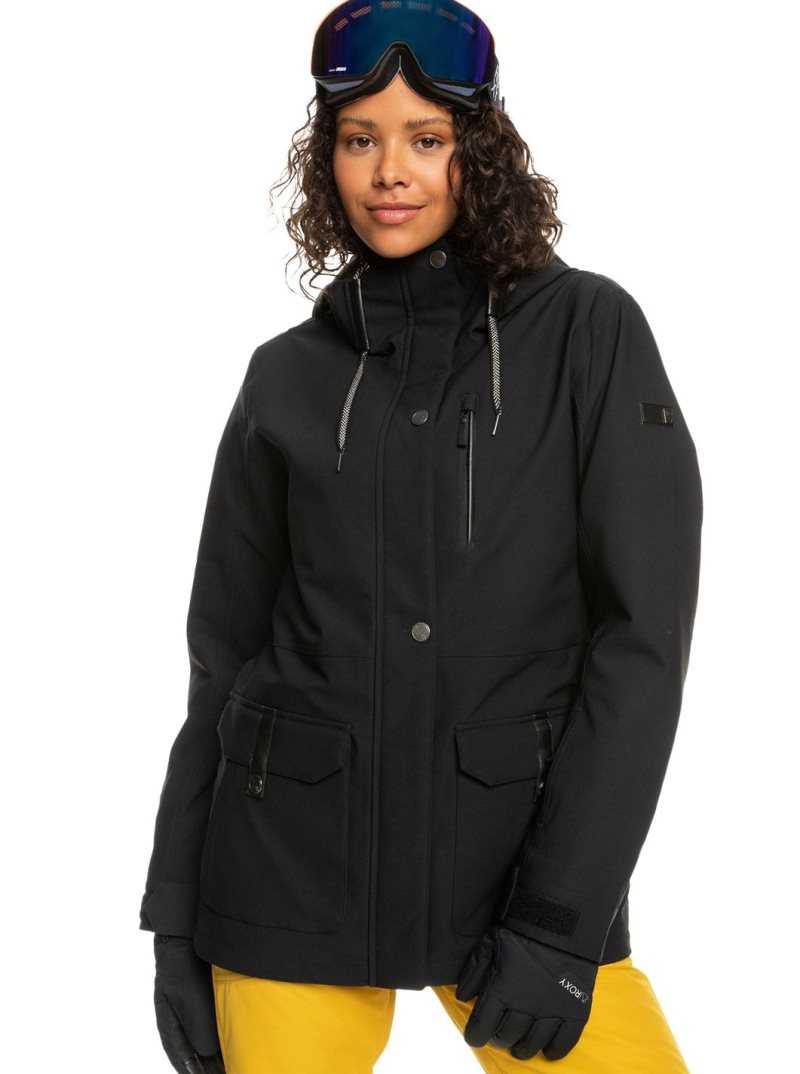 True Black Roxy Andie Insulated Snow Jacket | NZRYKQ492