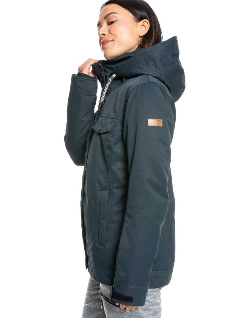 True Black Roxy Billie Insulated Snow Jacket | ERJSKL149