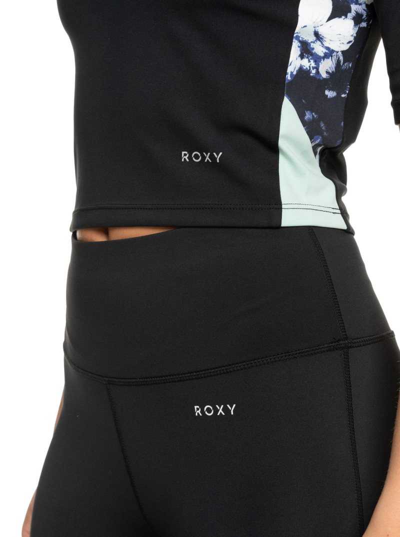 True Black Roxy Escape From LA Crop Sports T-Shirt | HLOCEP165