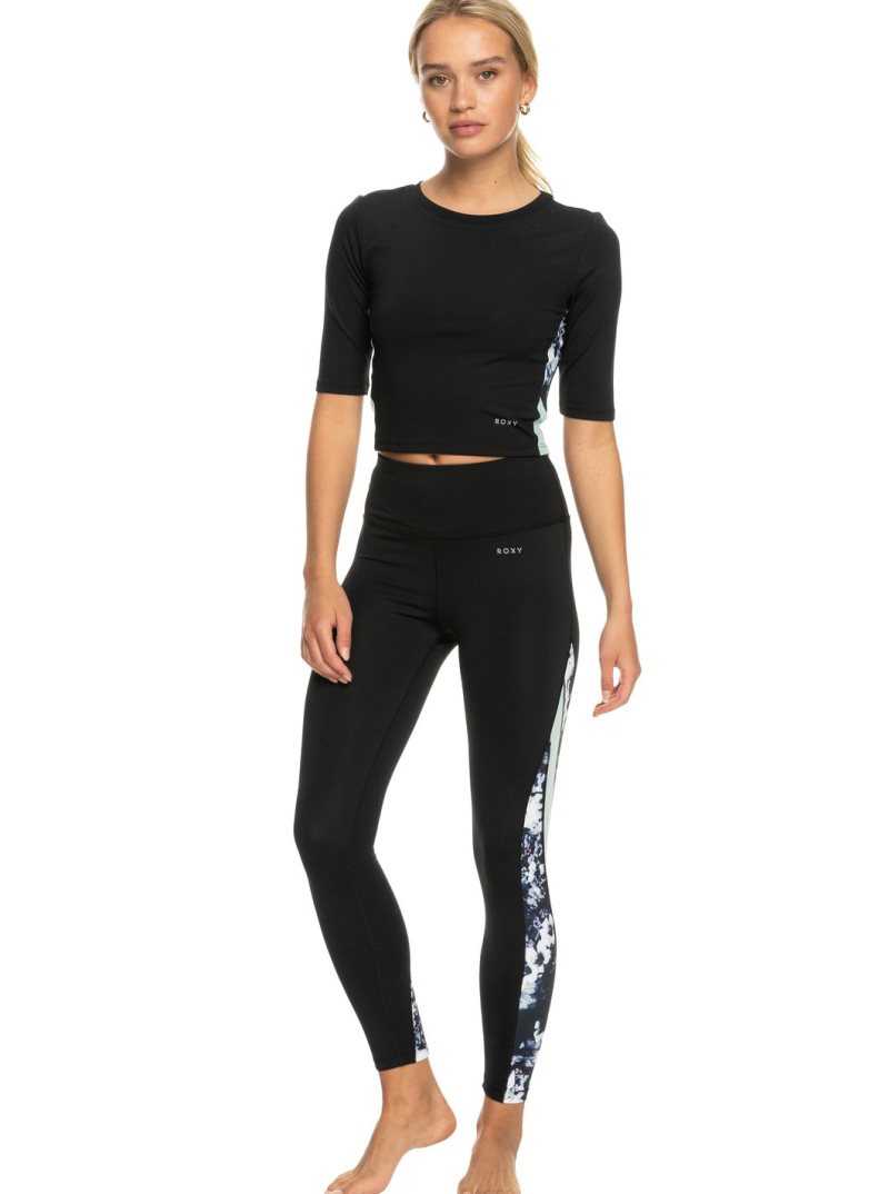 True Black Roxy Escape From LA Crop Sports T-Shirt | HLOCEP165