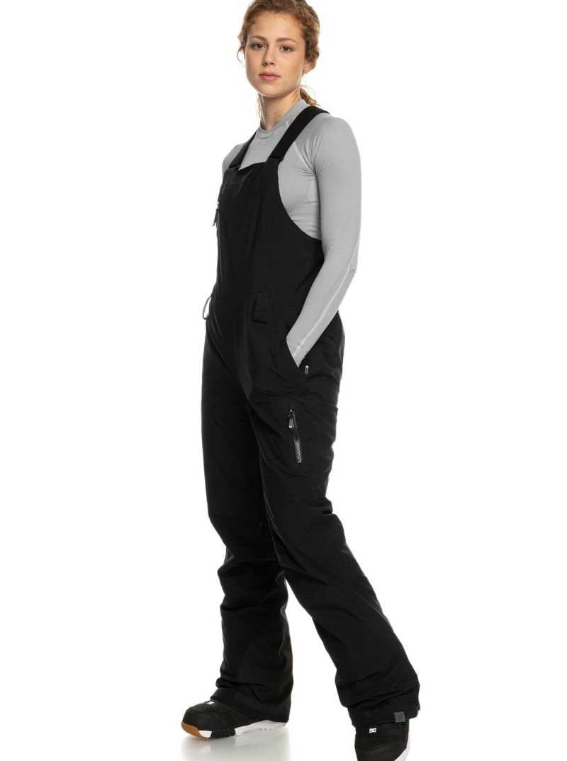 True Black Roxy GORE-TEX Stretch Prism Insulated Snow Bib Pants | DIQBLN102