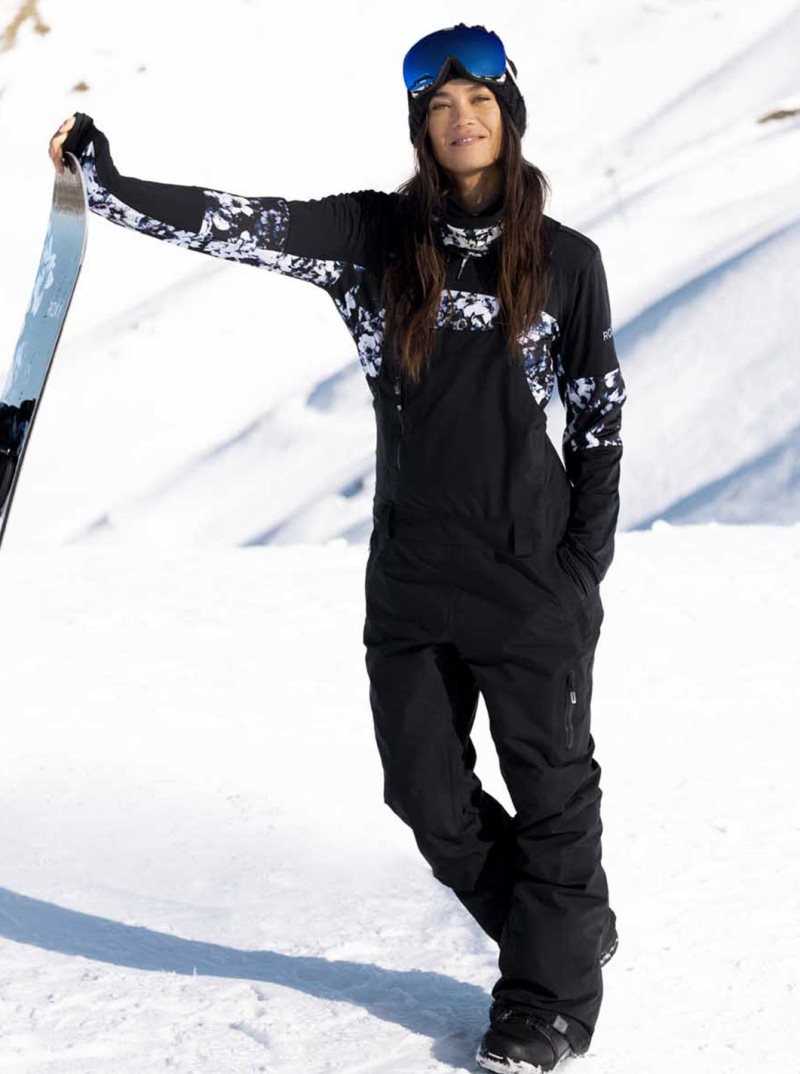 True Black Roxy GORE-TEX Stretch Prism Insulated Snow Bib Pants | DIQBLN102