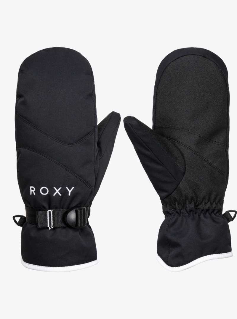 True Black Roxy Jetty Insulated Snowboard/Ski Mittens | DTJKMQ130