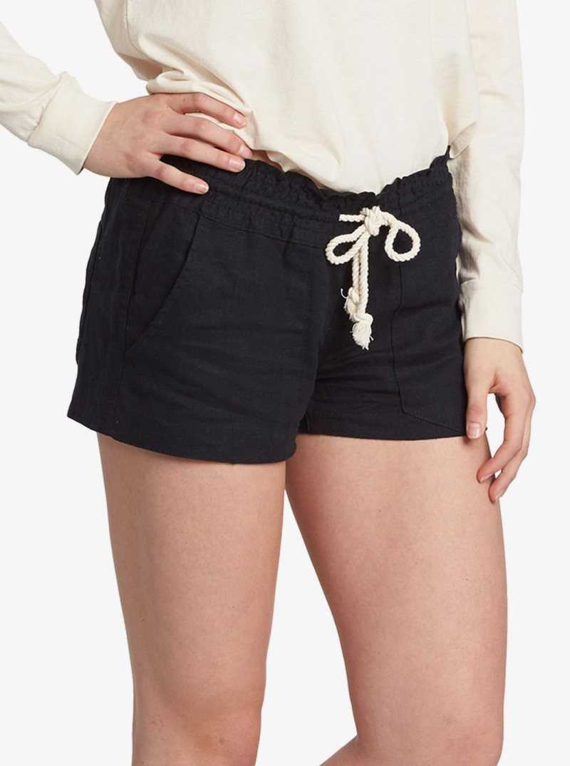 True Black Roxy Oceanside Elasticized Shorts | TZWMPE402