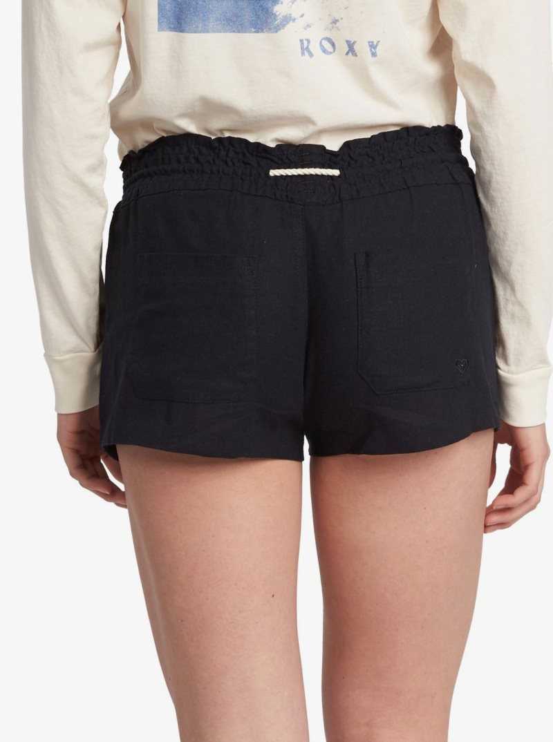 True Black Roxy Oceanside Elasticized Shorts | TZWMPE402