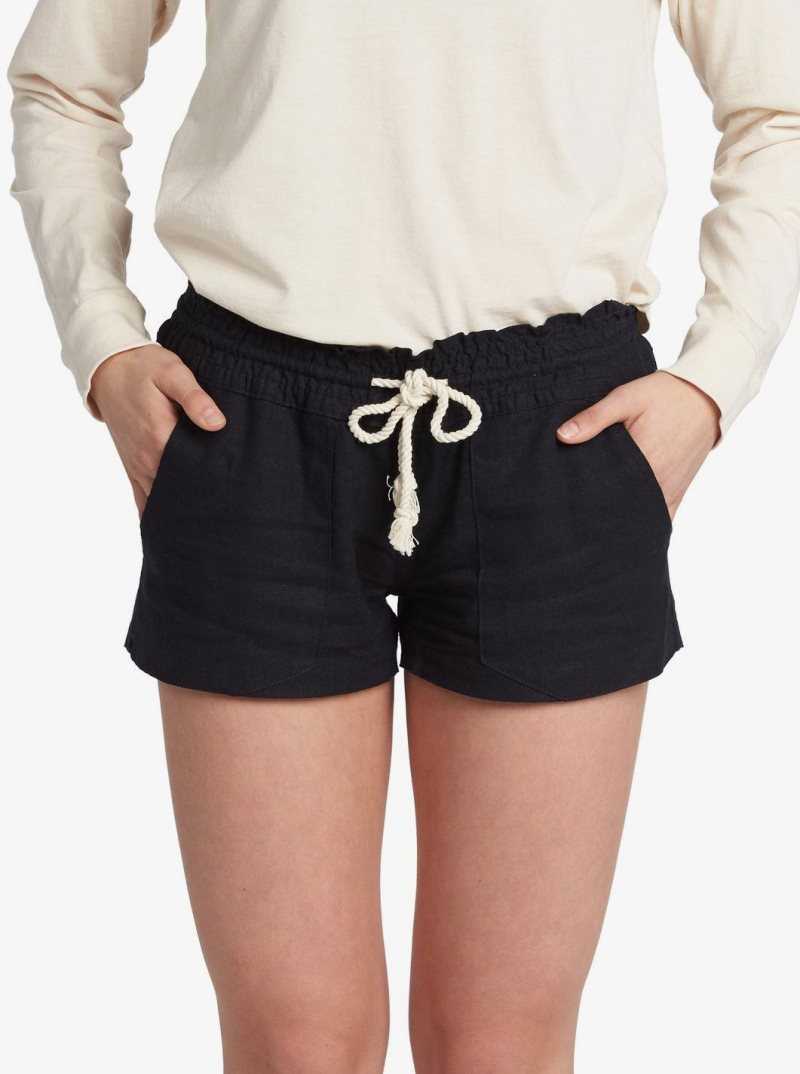 True Black Roxy Oceanside Elasticized Shorts | TZWMPE402