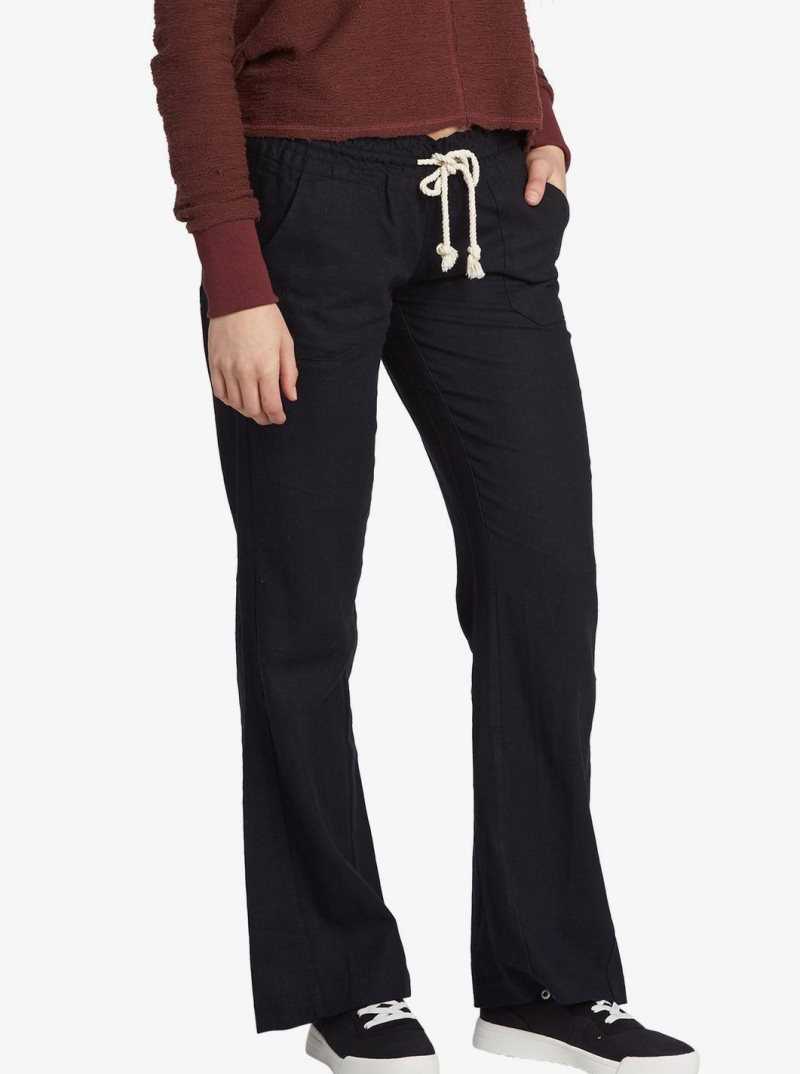 True Black Roxy Oceanside Flared Pants | GDLNXF076