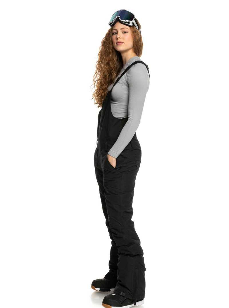 True Black Roxy Rideout Insulated Snow Bib Pants | RUPWMA435