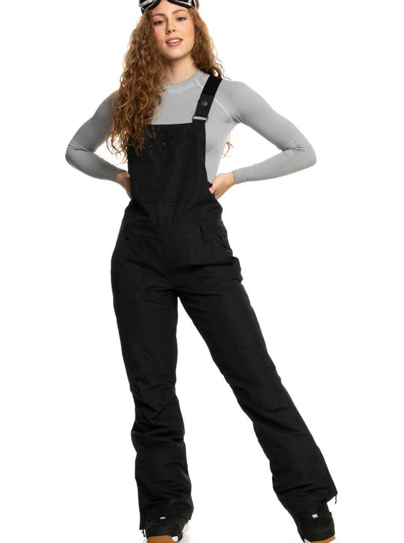 True Black Roxy Rideout Insulated Snow Bib Pants | RUPWMA435