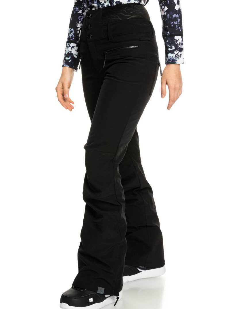 True Black Roxy Rising High Shell Snow Pants | PFJDKN549