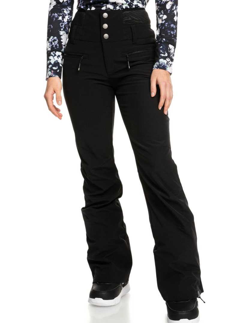 True Black Roxy Rising High Shell Snow Pants | PFJDKN549